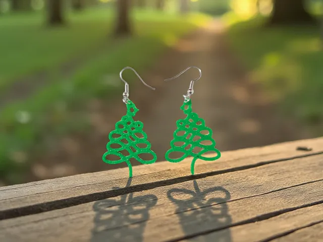Christmas tree of lines earrings