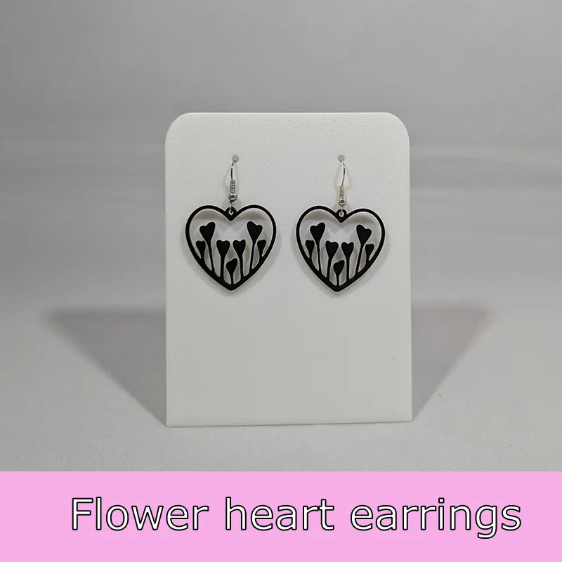 Flower heart earrings view 2