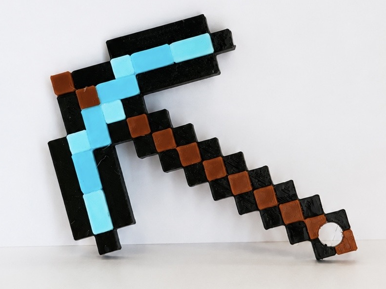 Minecraft Pickaxe Keychain (lowered edges)