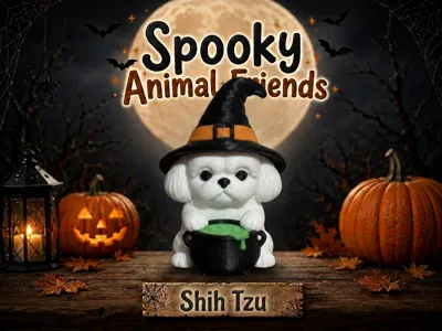 Shih Tzu Witch Spooky Animal Friends