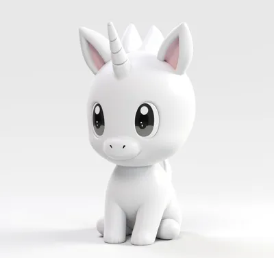 Cute White Unicorn Figurine for AMS