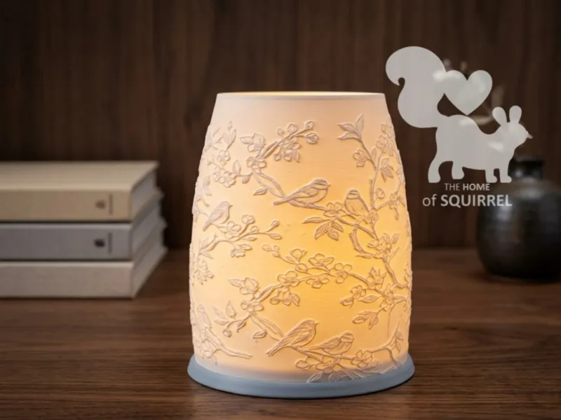 Windlicht Vögelchen floral mit Sockel