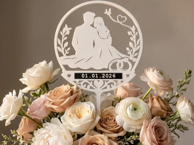 Personalized Wedding Bouquet Topper Custom Names