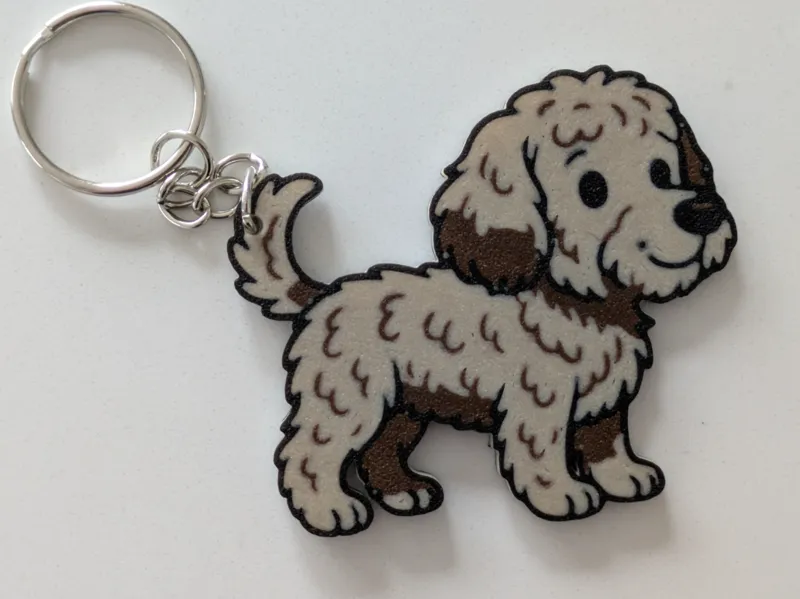 Cute cockapoo puppy dog keyring