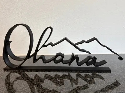Ohana lettering with mountains