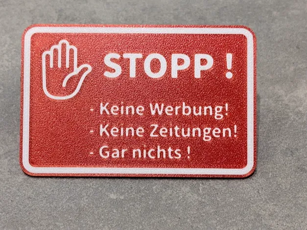 Briefkastenschild STOPP Keine Werbung 1