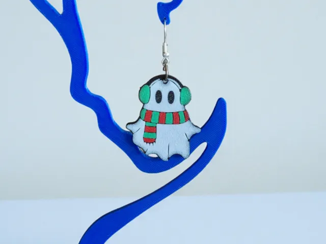 Snuggly Winter Ghost Multicolor Earrings