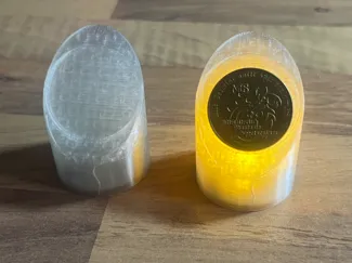 Münzhalter, Münzschausteller mit LED Teelicht 