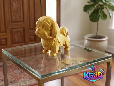 Golden shih tzu Dog Figurine