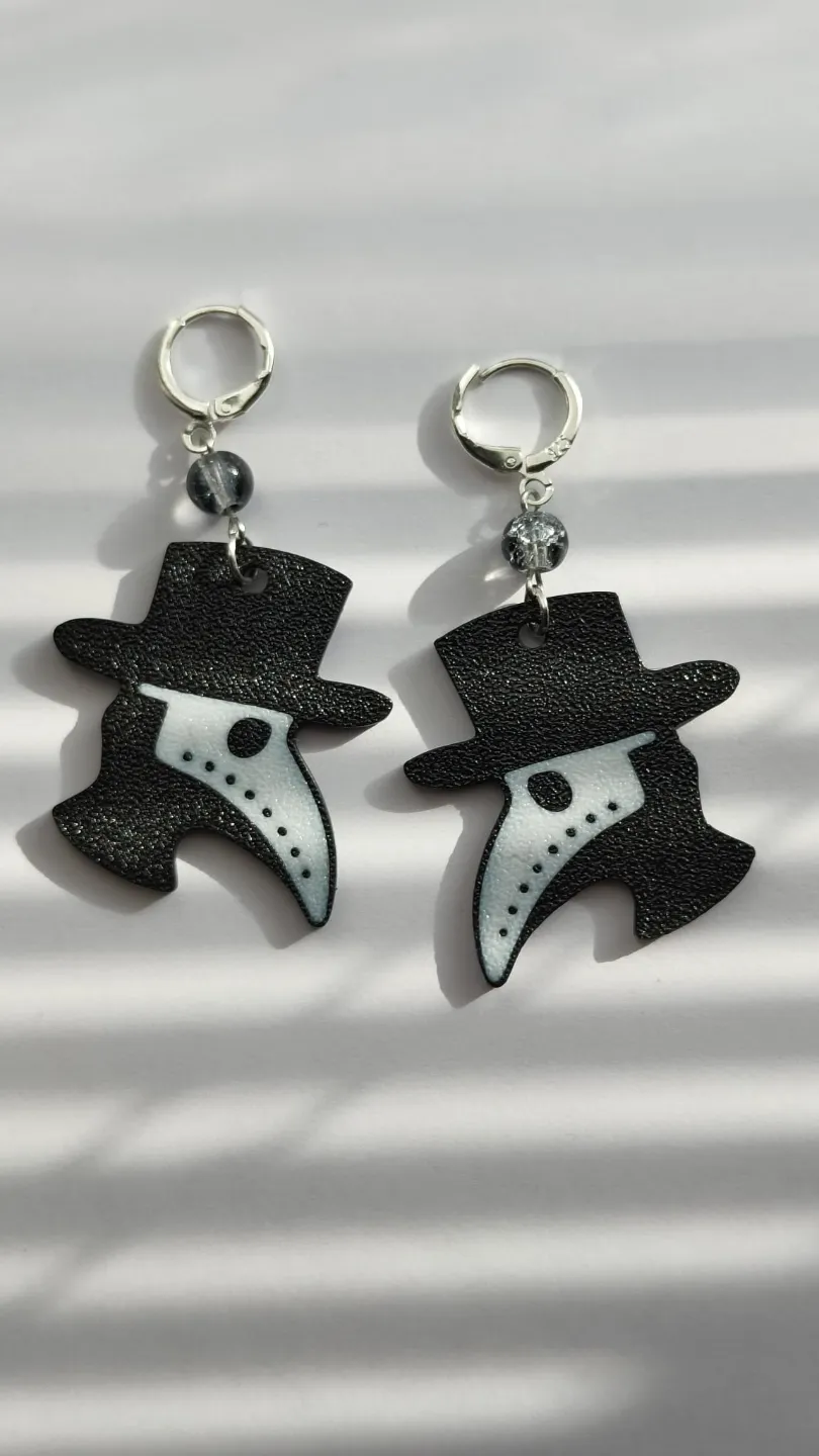 Plague doctor earrings view 2