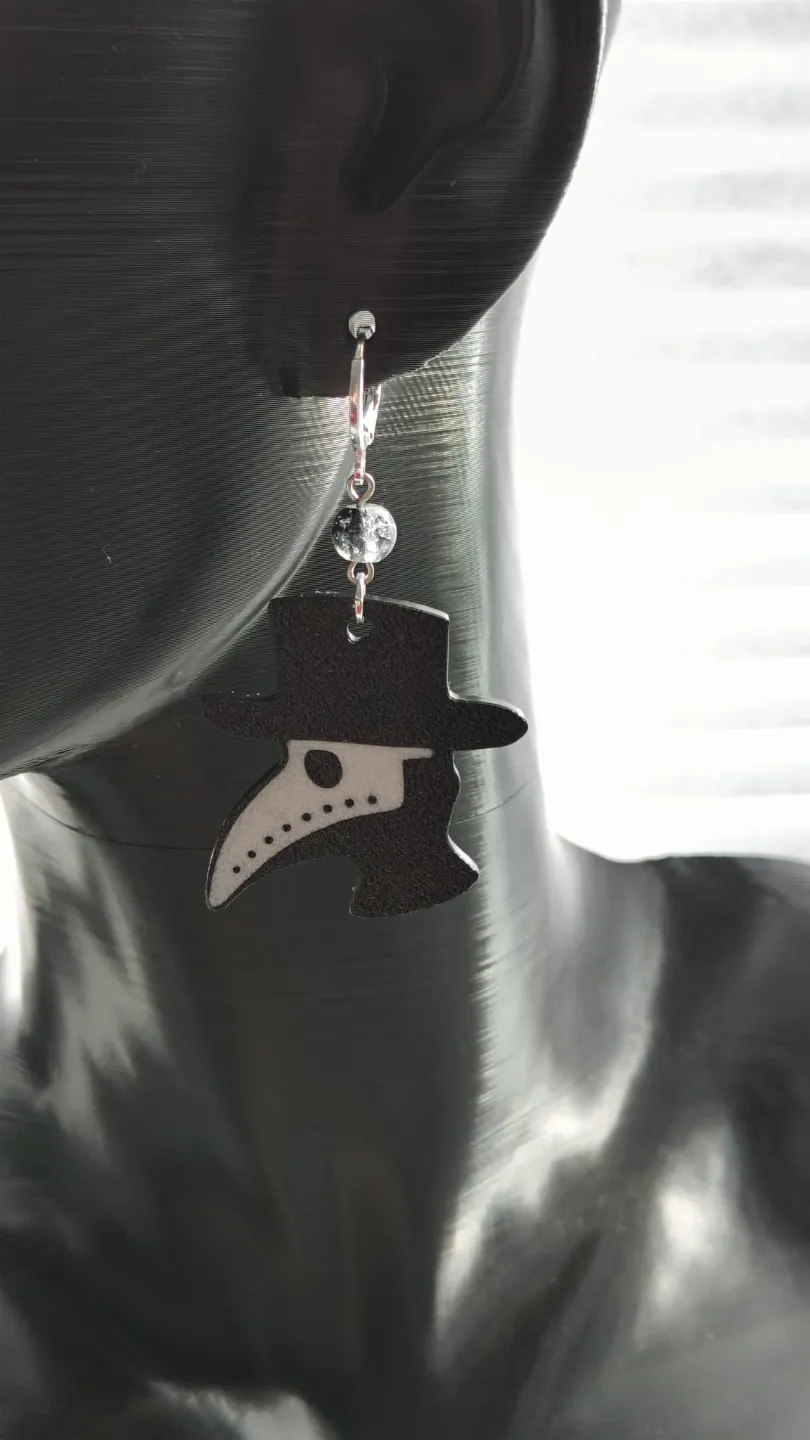 Plague doctor earrings view 3