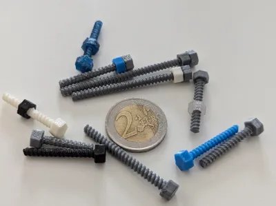 easy to print 4 mm hex nut and hex bolts 