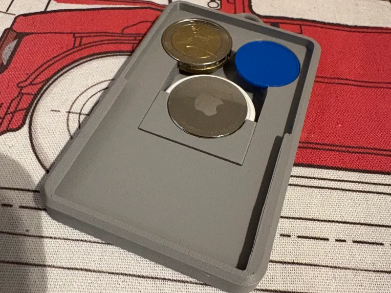 Card holder with Air Tag and coin