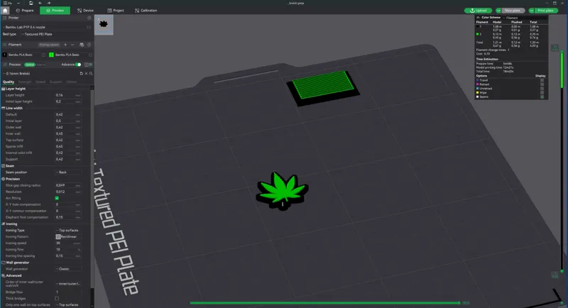 Brelok Keychain Ganja Marihuana Leaf
