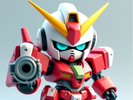 Red and White robot with Gun (keychain)