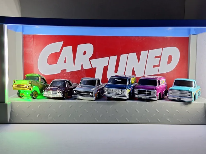 Car tuned logo , light up garage from hobby lobby