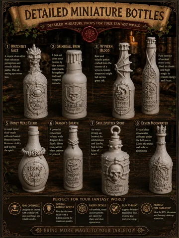 Figura decorativa: Detailed Miniature Fantasy Bottles — vista de referencia 3