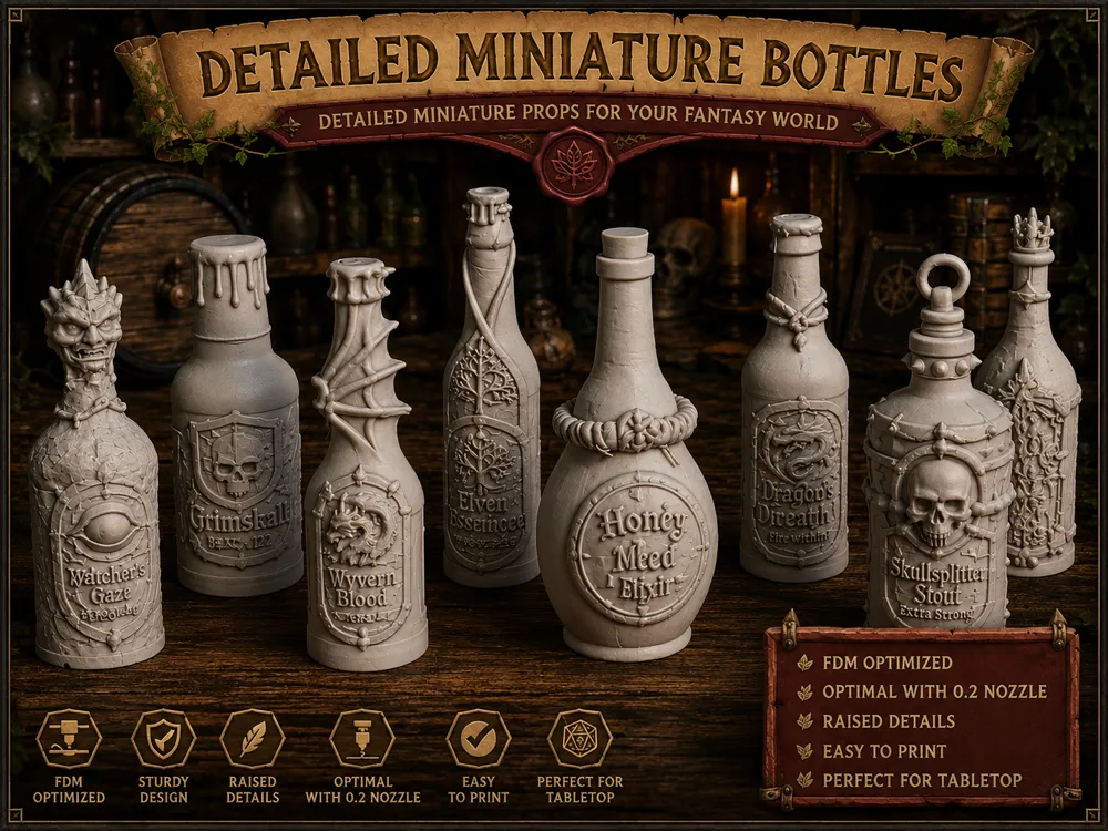 Figura decorativa: Detailed Miniature Fantasy Bottles. Referencia del modelo original.