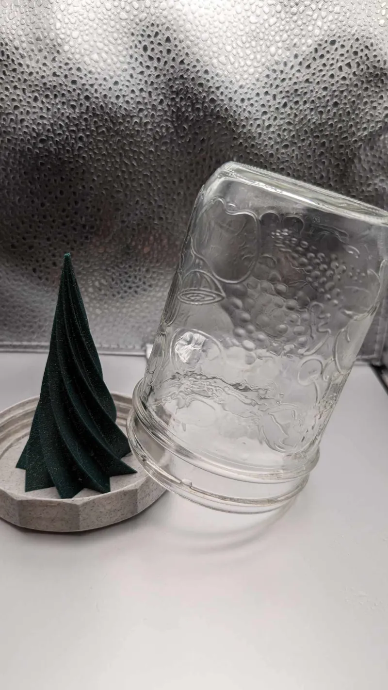 3D Printed Tree Snow Globe in a Mason Jar
