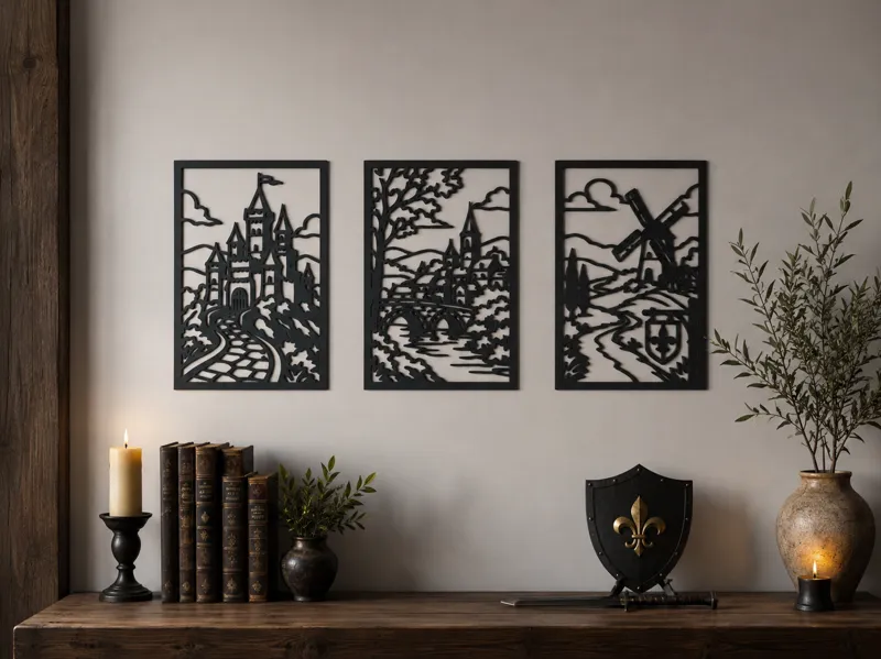 Romantic Medieval European Triptych Wall Decor