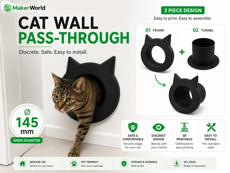 Cat door for internal walls or doors