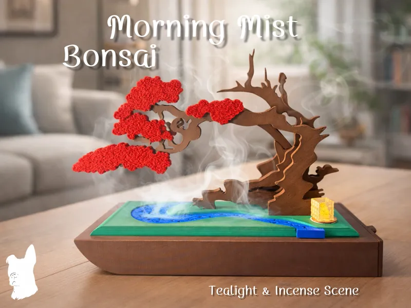 Morning Mist Bonsai – Tealight & Incense Scene