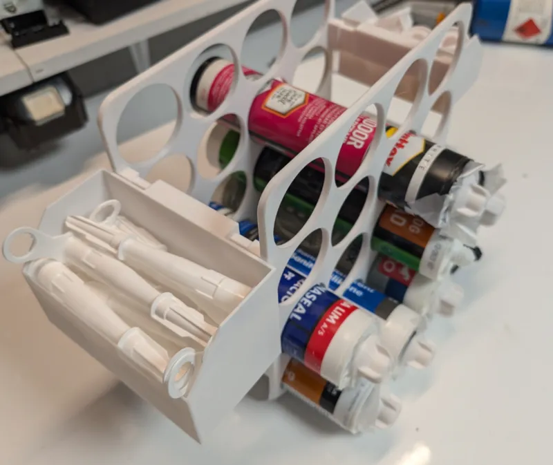 Bin storage Caulking and Spray can tube organizer 