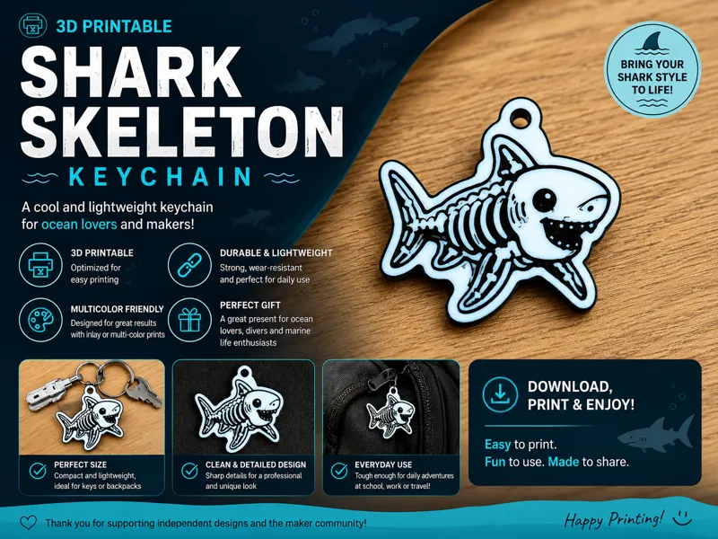 Shark Skeleton Keychain