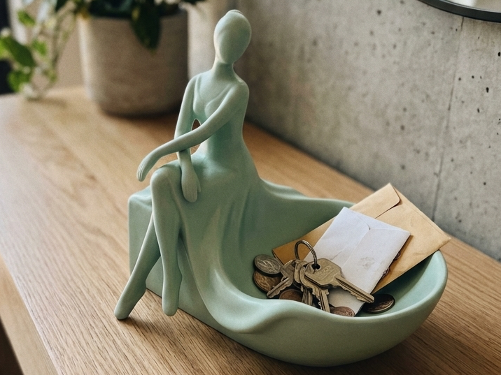 Woman Sculptural Tray Minimalist Key Jewelry Dish