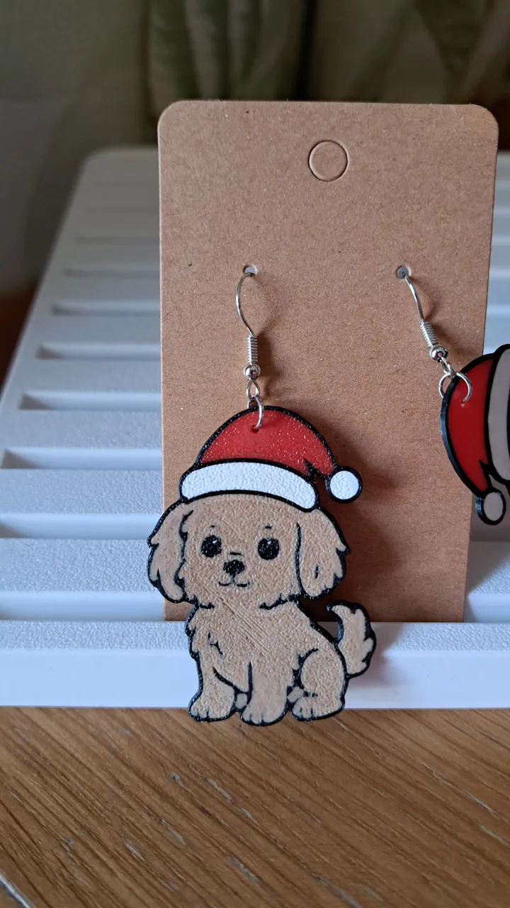 Santa Puppy Earrings view 2