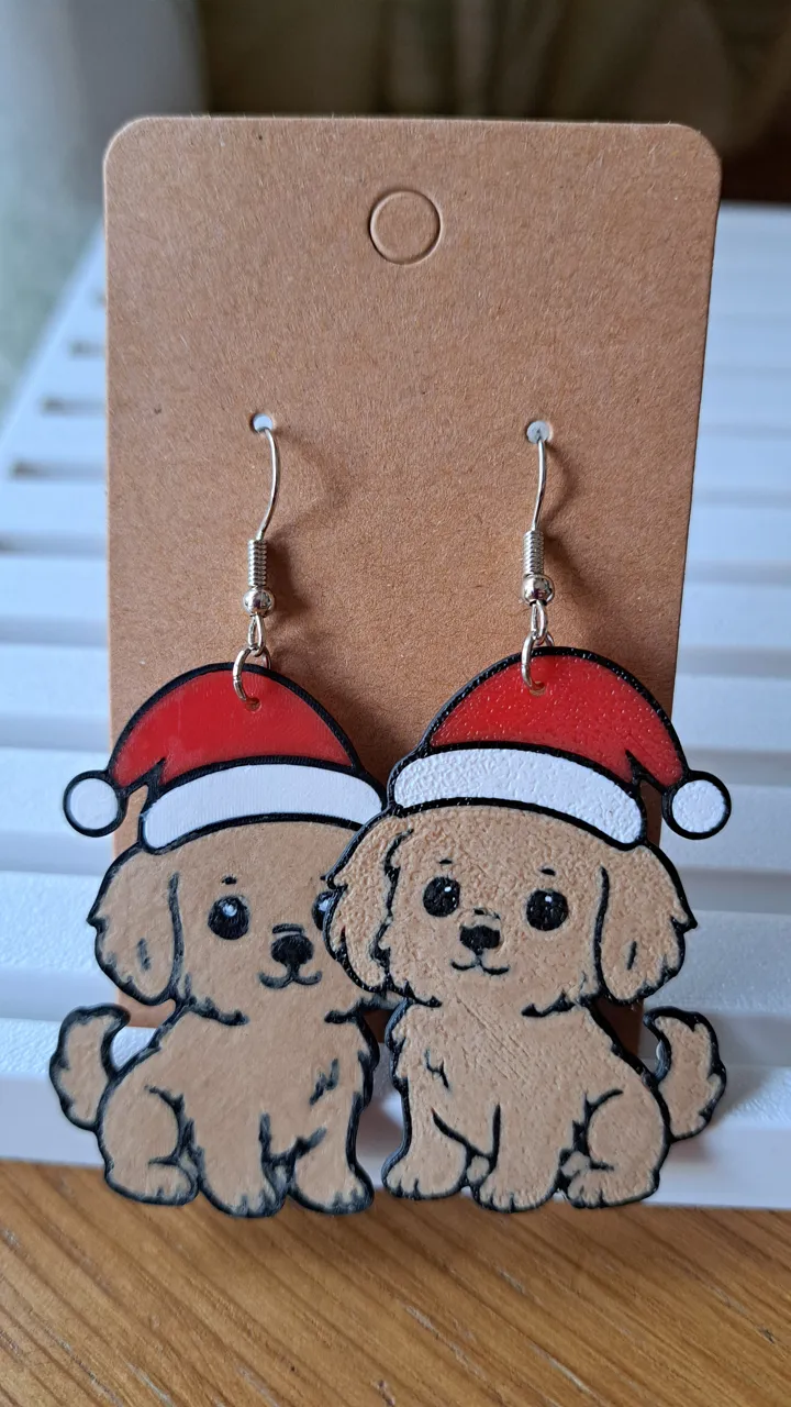 Santa Puppy Earrings view 3