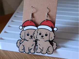 Santa Puppy Earrings