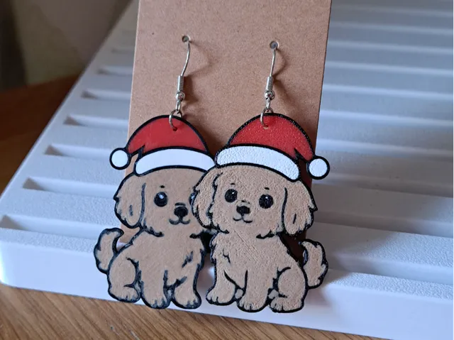 Santa Puppy Earrings