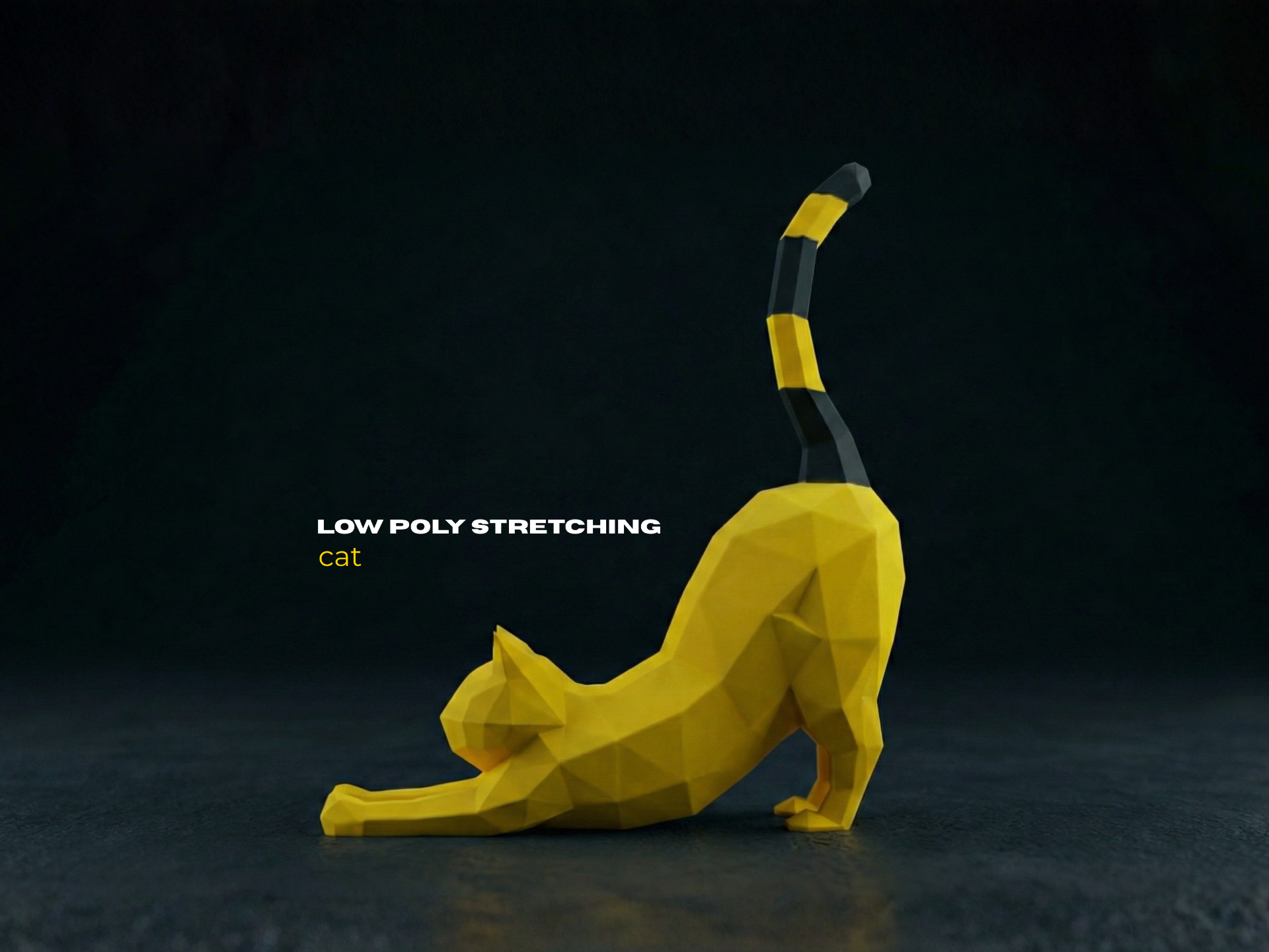 Miniatura 1 do modelo 3D Low Poly Stretching Cat