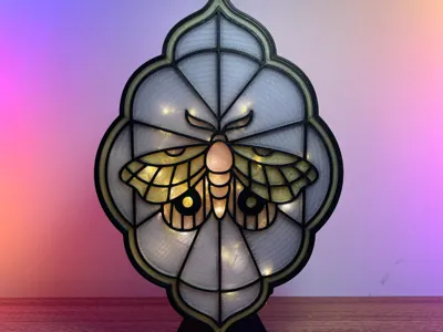 Stained Glass Moth Lantern LightUp Bookshelf Decor