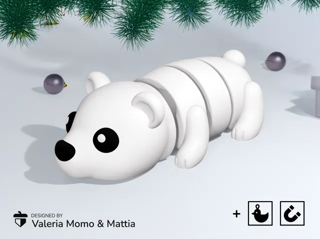 Cute Flexi Polar Bear (Toy, Keychain & Magnet)