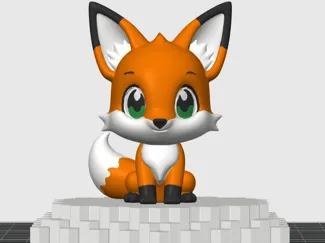 Fox statue with hexagon base