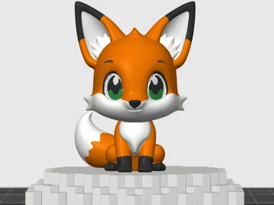 Fox statue with hexagon base
