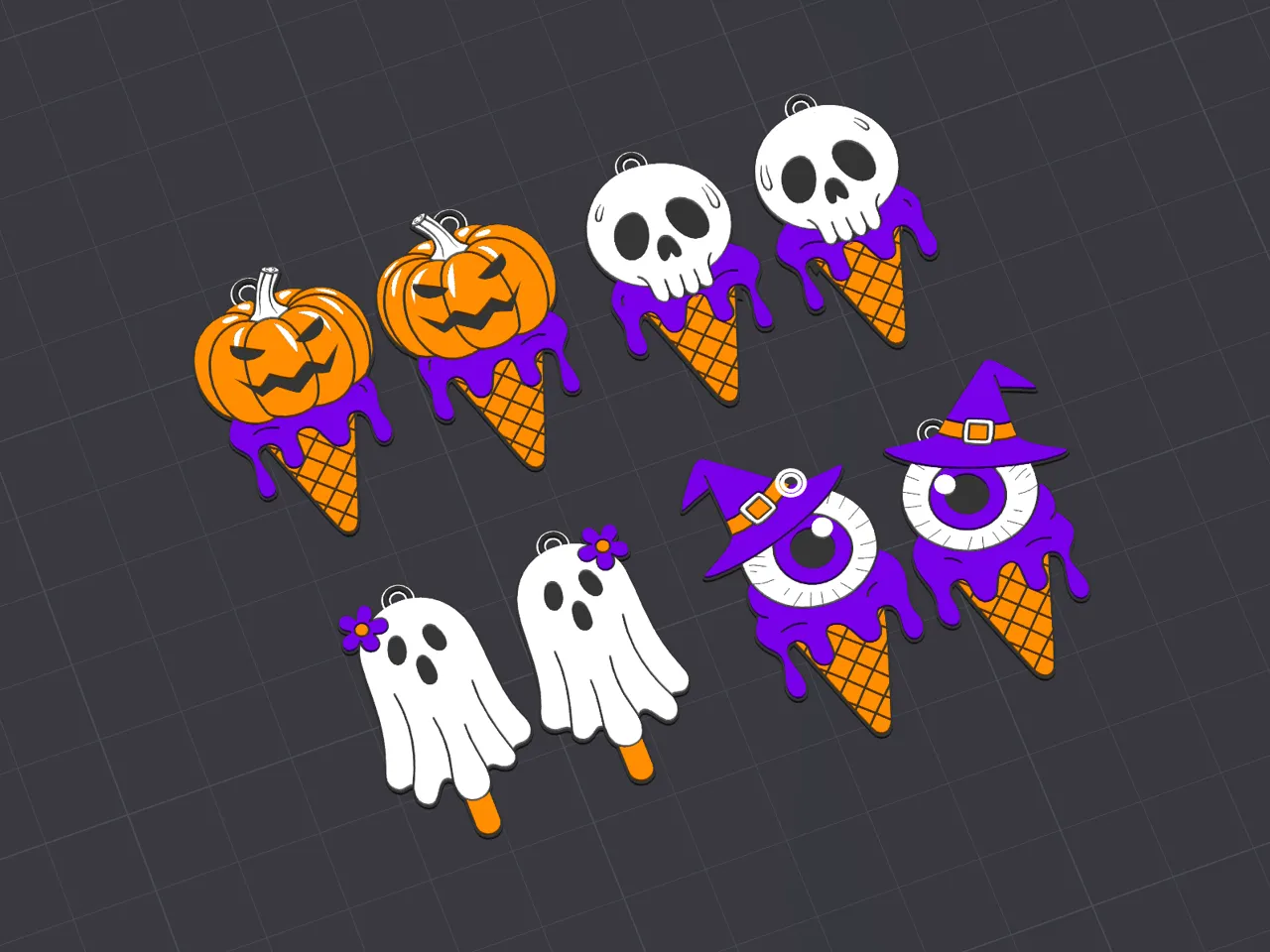 Halloween Ice Cream Earrings, Quick Print view 3