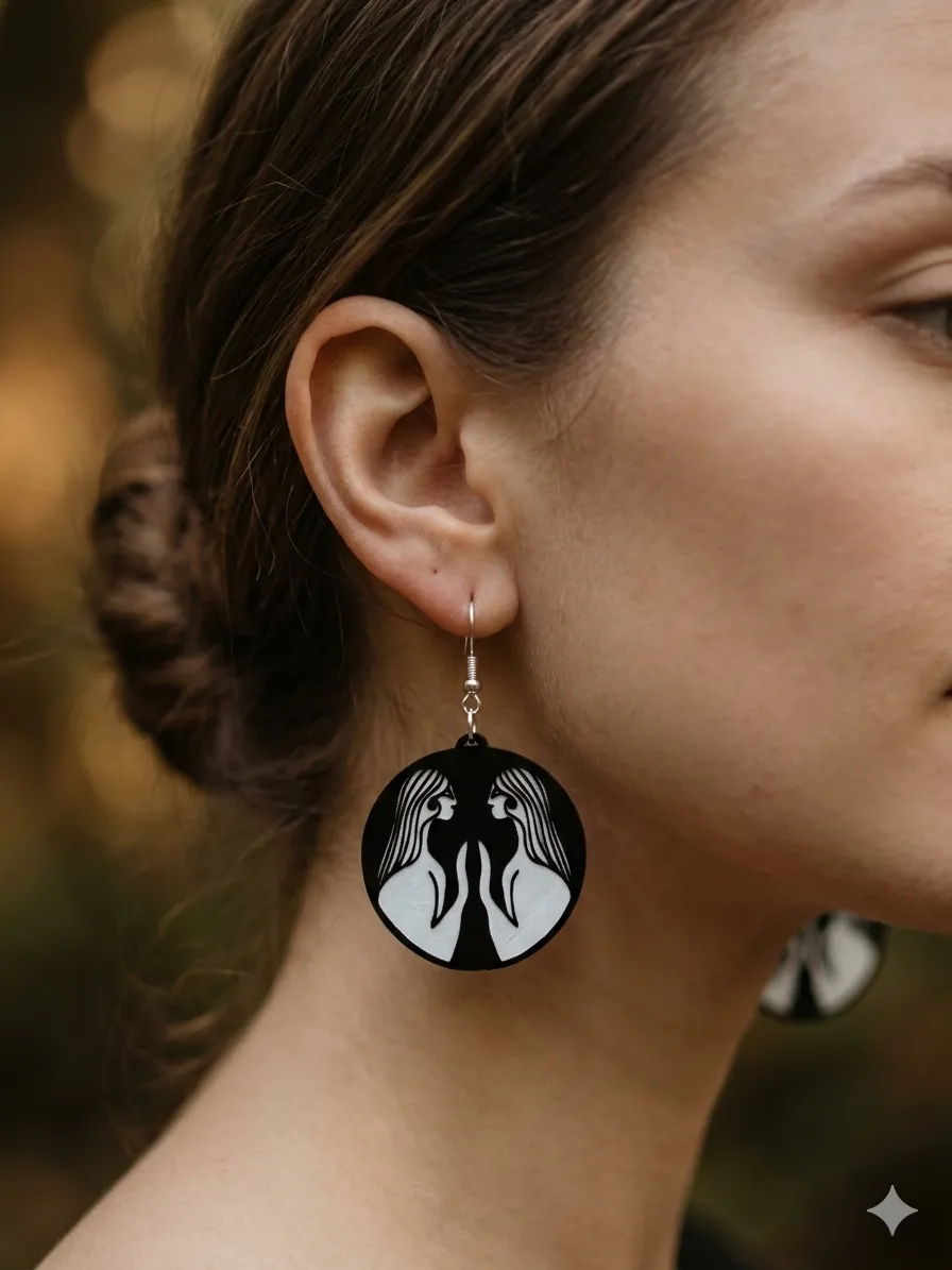Gemini Earrings - Zodiac Series view 3