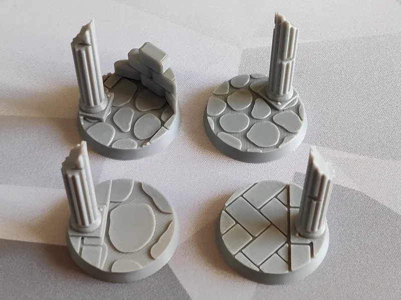 32mm Miniature Model Bases - Ruin Pillars - Pack 1