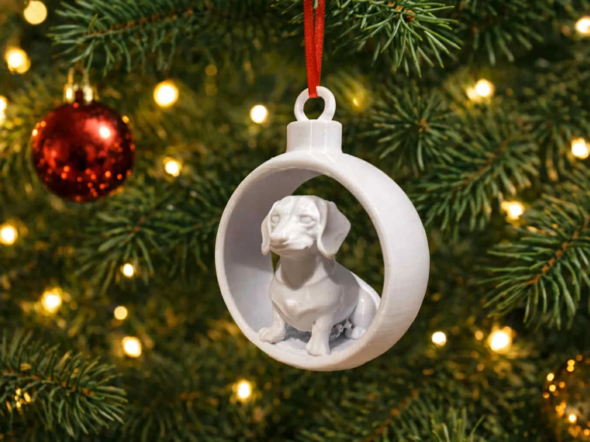 Dekoratif Noel Süsü - El Yapımı Kolu ile Dachshund Köpek Biblo Koleksiyonluk Süs