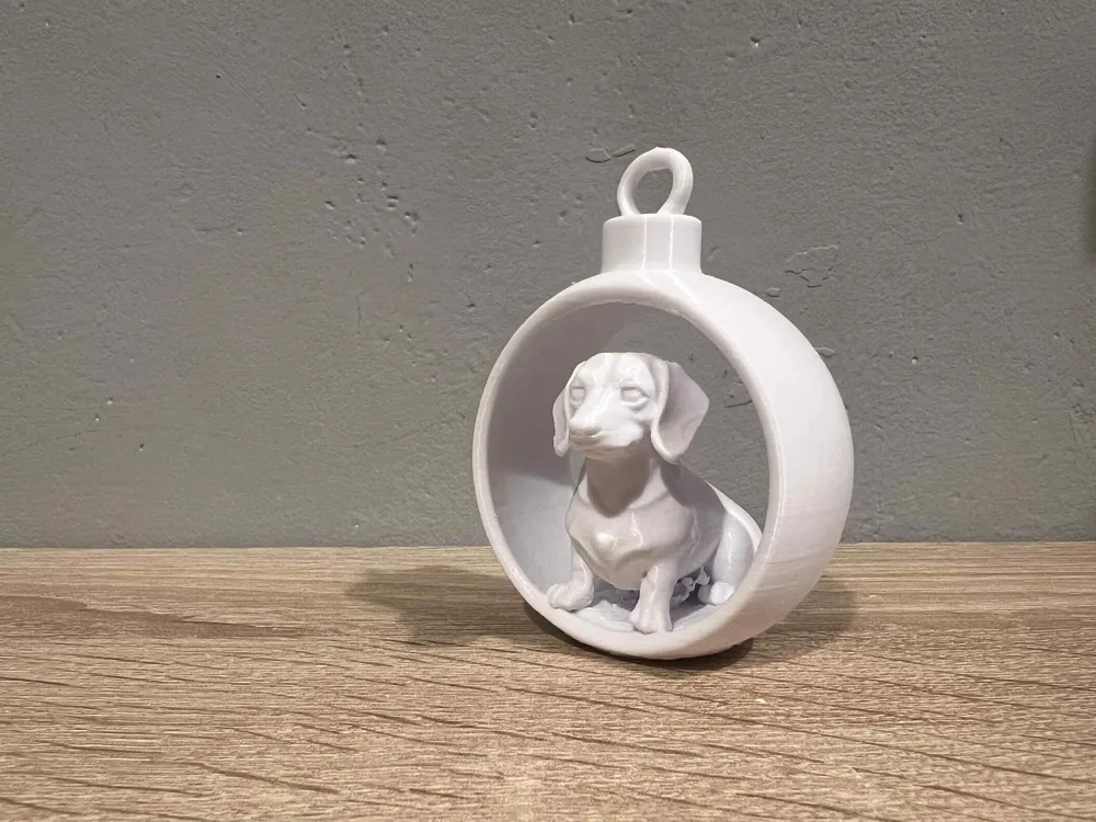 زينة عيد الميلاد المزخرفة - تمثال كلب داشهند، زينة قابلة للتجميع بمقبض مصنوع يدويًا