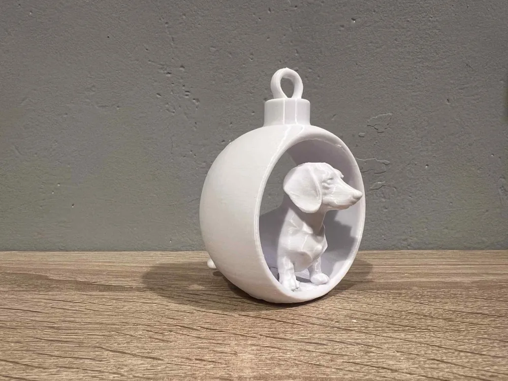 زينة عيد الميلاد المزخرفة - تمثال كلب داشهند، زينة قابلة للتجميع بمقبض مصنوع يدويًا