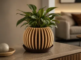 Lumen Planter - Ribbed Sphere Plant Pot | Japandi