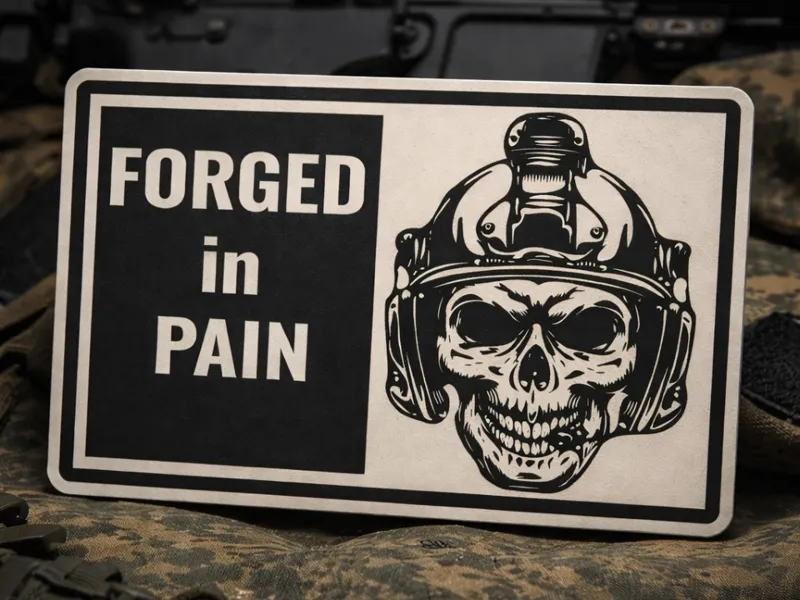 FORGED IN PAIN – Tactical Military Skull Shield