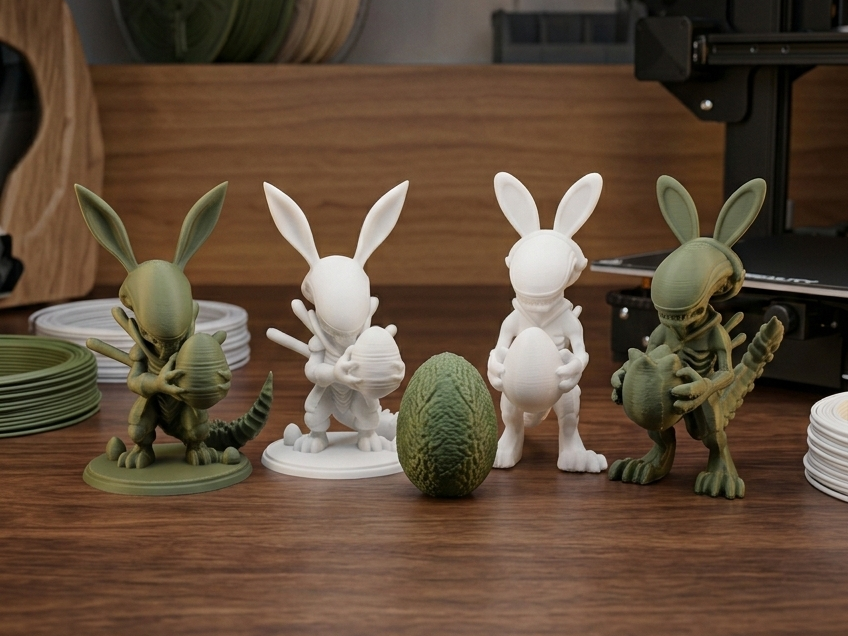 Set of 2 Easter Xenomorphs with Bunny Ears