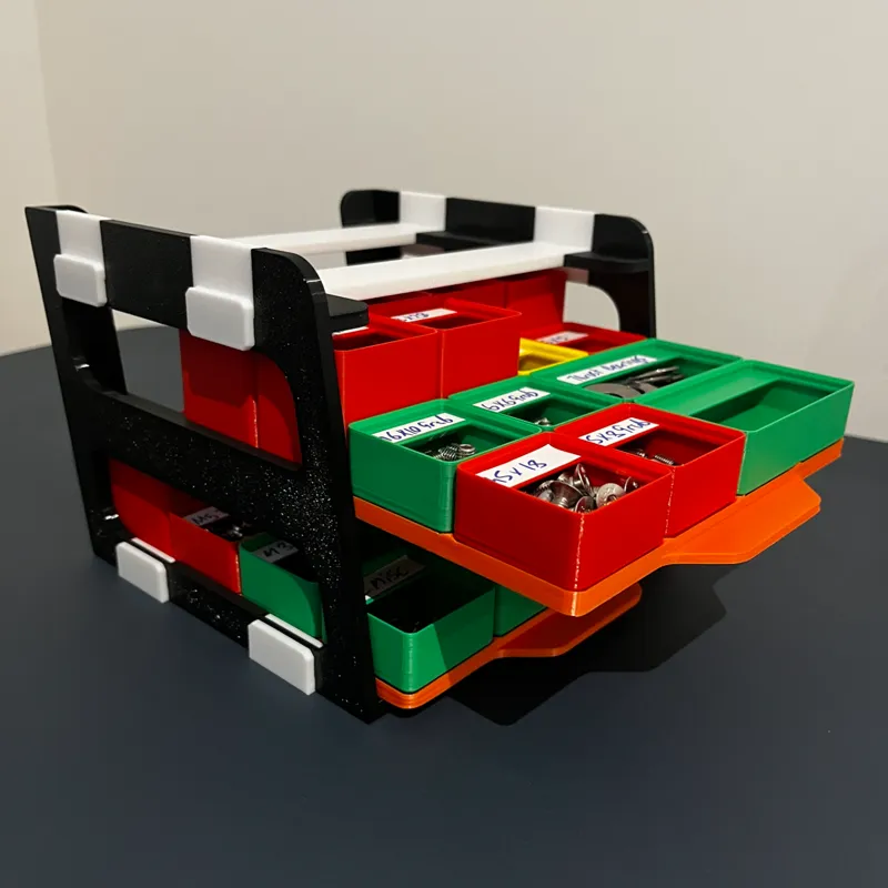 4x4 Gridfinity 3 Tray Storage Rack