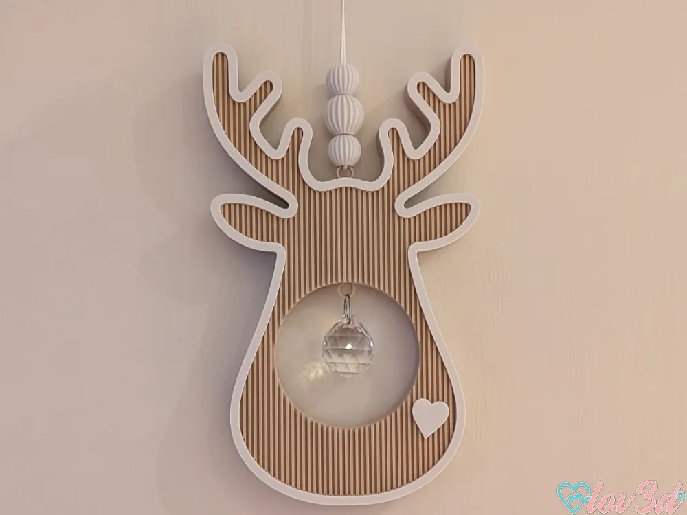 Letrero o emblema decorativo: Boho Elk Crystal Sun Catcher. Referencia del modelo original.