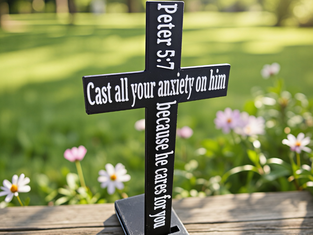 Cross with Display Stand (peter 5:7)